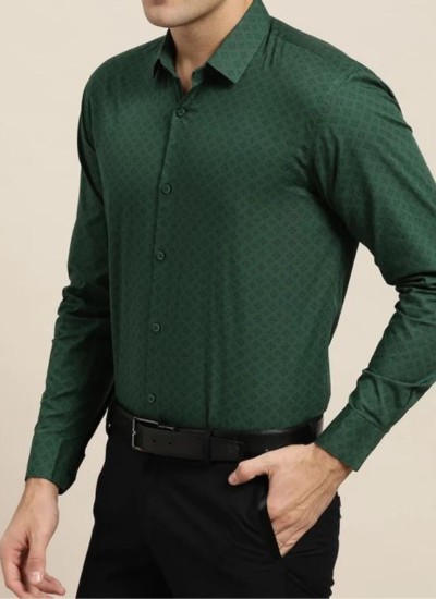 Dark Green Shirt Combination Pants in Black