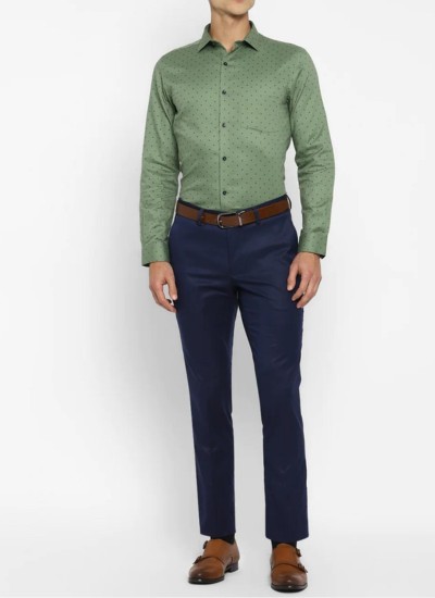 Green Shirt with Matching Navy Blue Pants