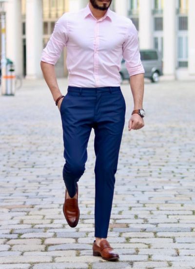 Light Pink Shirt with Navy Blue Pant