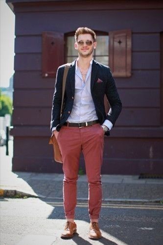 Style in Red pants white shirt combination