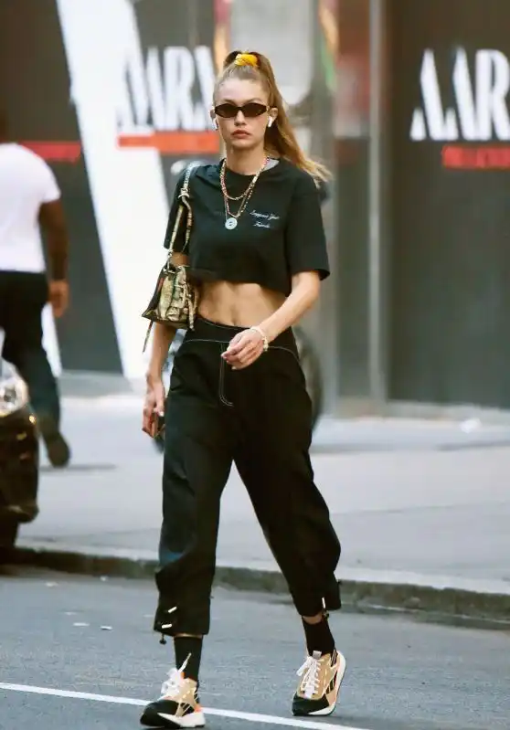 Crop top with low rise trouser