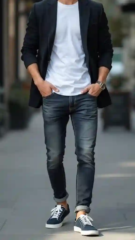 Black Blazer with a white t shirt