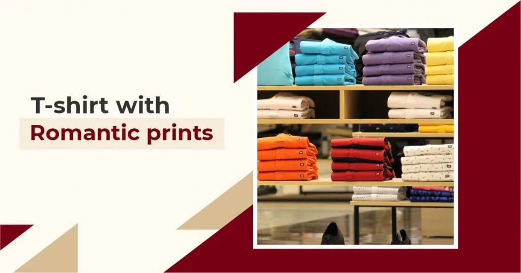 T shirt with romantic prints