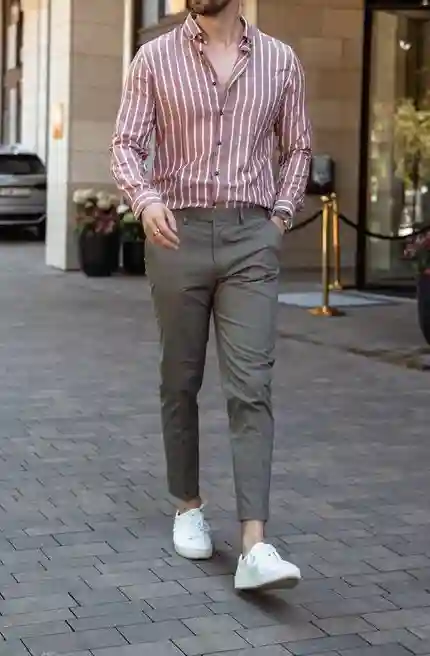 Grey Pants with Printed Shirts Combination