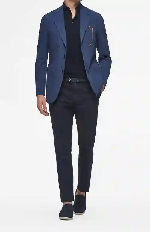 Navy Blue Blazer with Black Shirt