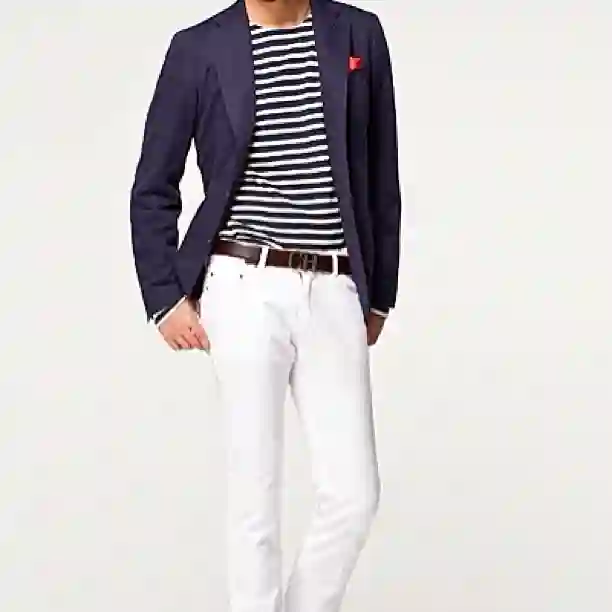 Striped t shirts go well with blazers